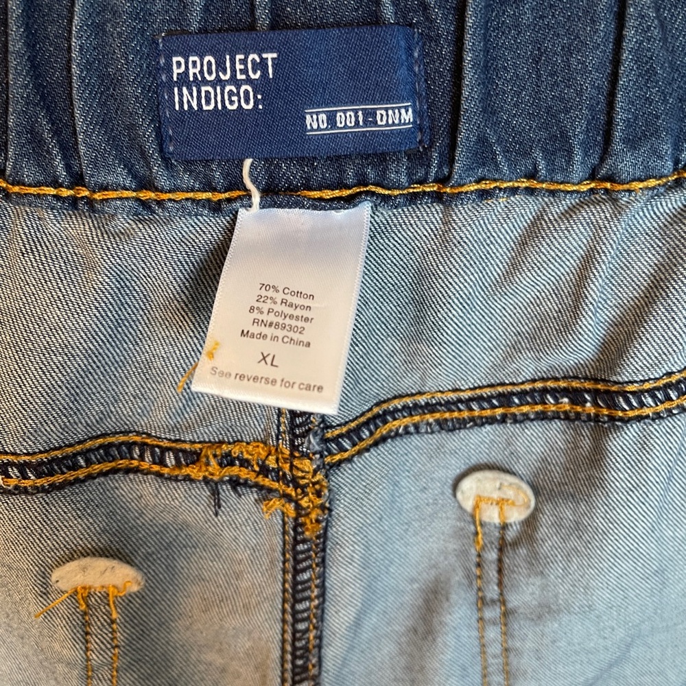 Project Indigo Wide Leg Utility Patch‎ Pocket Denim Jeans XL Dark Wash - Picture 12 of 15